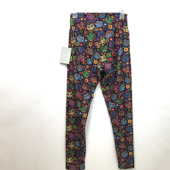 Sugar Skull Halloween Leggings Cat Print Women XL - Picture 6 of 7